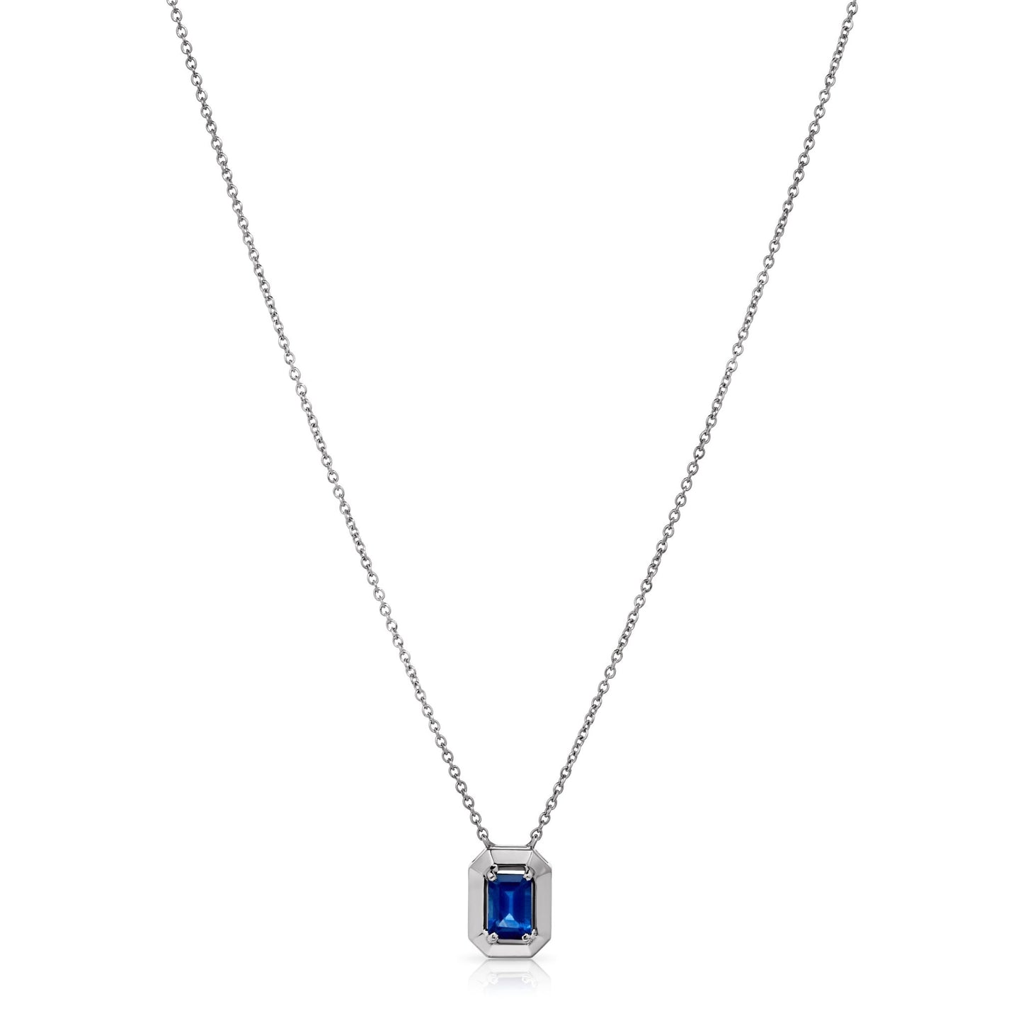 Sapphire Pendant Necklace Set In 14 Karat White Gold Antonio Guzzo Fine Jewelry.