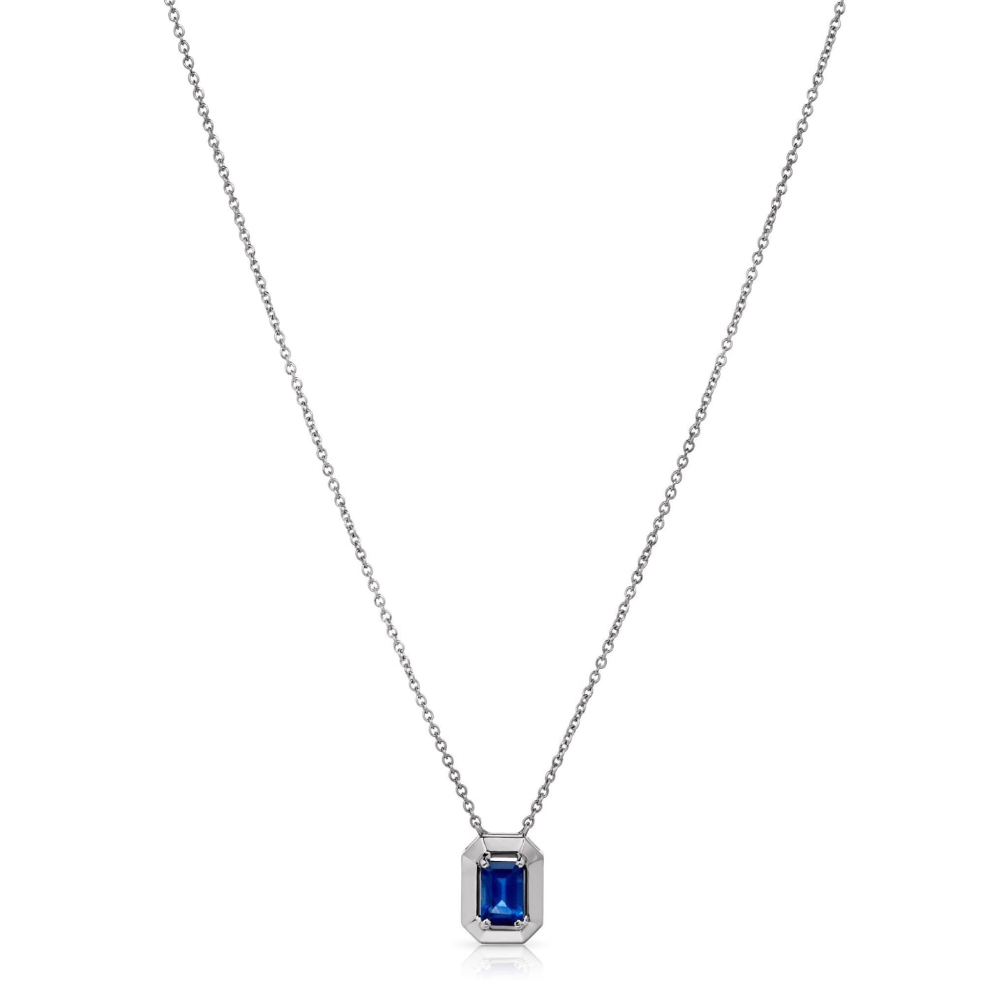 Sapphire Pendant Necklace Set In 14 Karat White Gold Antonio Guzzo Fine Jewelry.