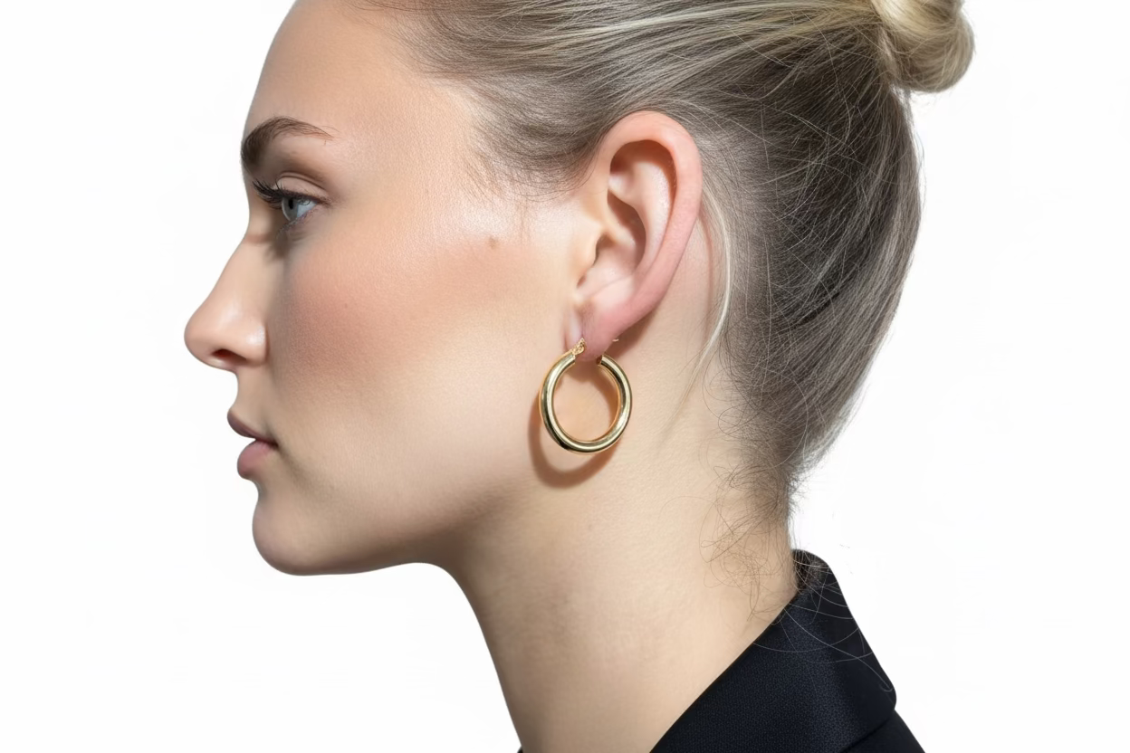 14K Yellow Gold Classic Polished Hoop Earrings