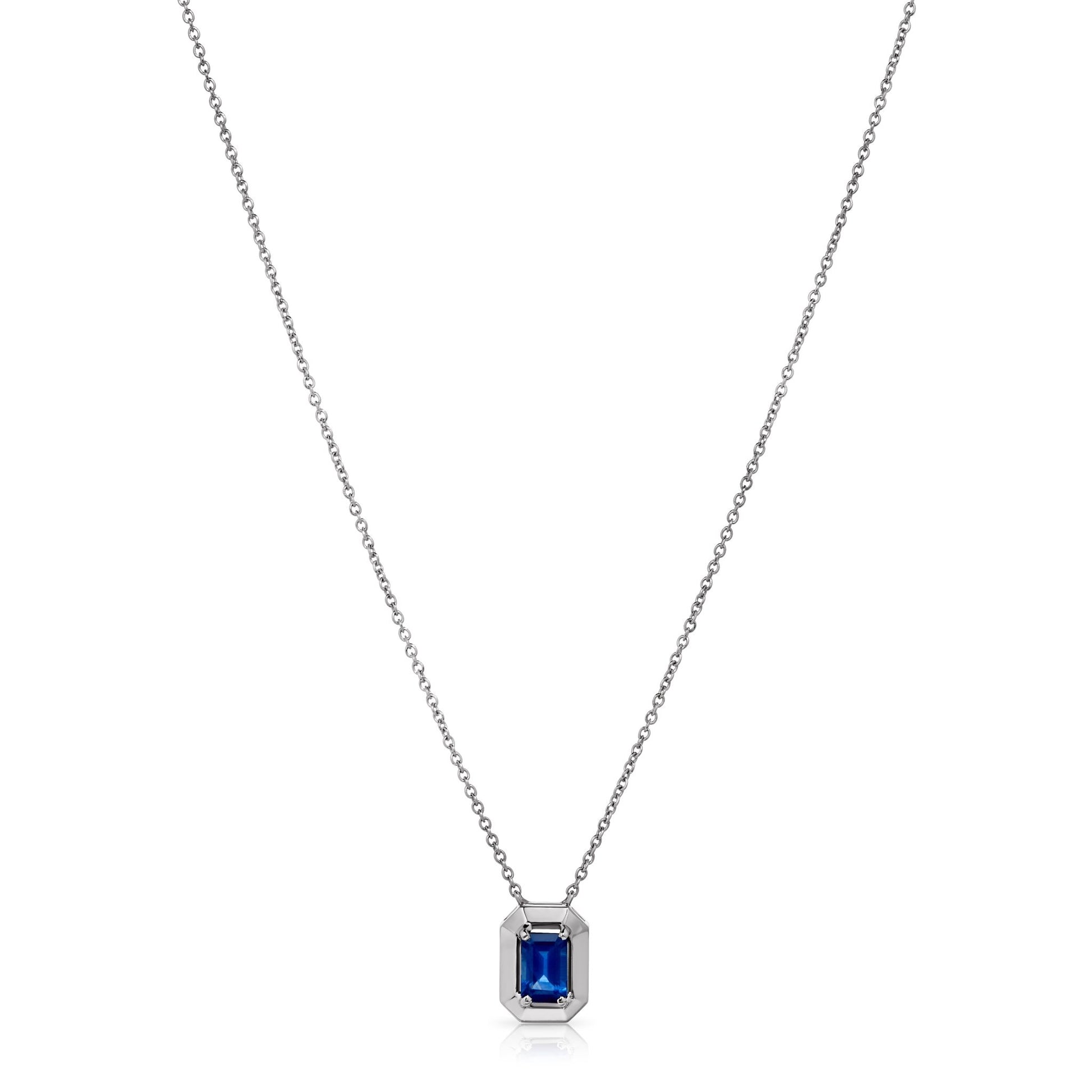 Sapphire Pendant Necklace Set In 14 Karat White Gold Antonio Guzzo Fine Jewelry.