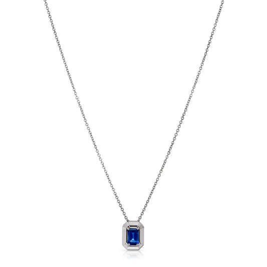 Sapphire Pendant Necklace Set In 14 Karat White Gold Antonio Guzzo Fine Jewelry.