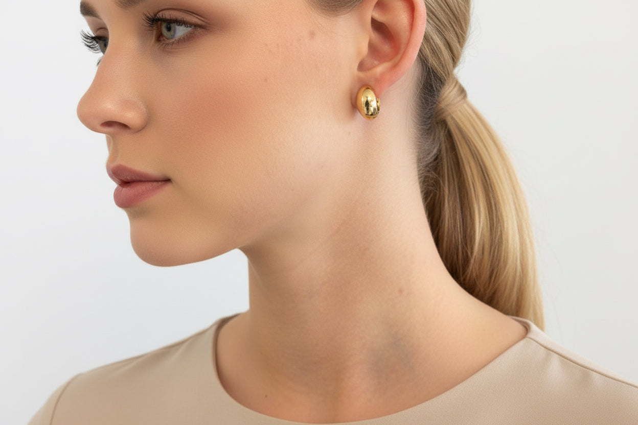 14K Italian Solid Dome Huggie Earrings - Antonio Guzzo Fine Jewelry