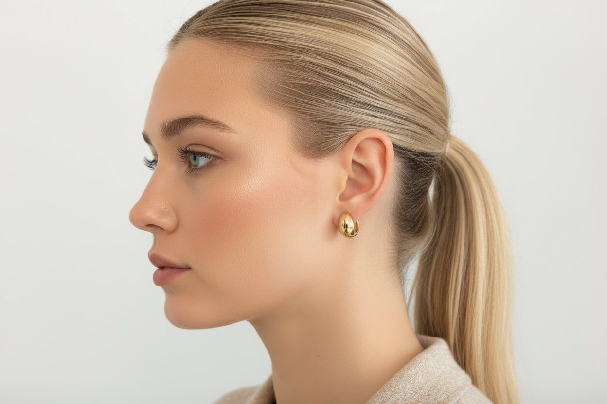 14K Italian Solid Dome Huggie Earrings - Antonio Guzzo Fine Jewelry