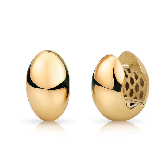 14K Italian Solid Dome Huggie Earrings - Antonio Guzzo Fine Jewelry