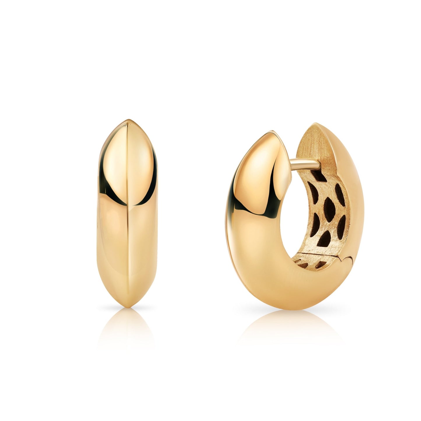 14K Solid Gold Huggie Hoop Earrings Polished Italian Gold Everyday Luxury - Antonio Guzzo Fine Jewelry