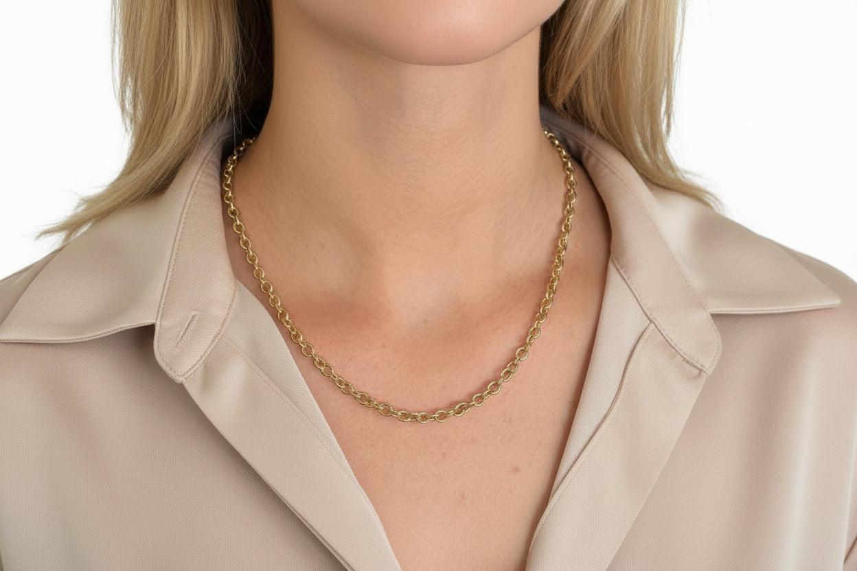 14K Solid Yellow Gold Classic Cable Chain Necklace - Antonio Guzzo Fine Jewelry