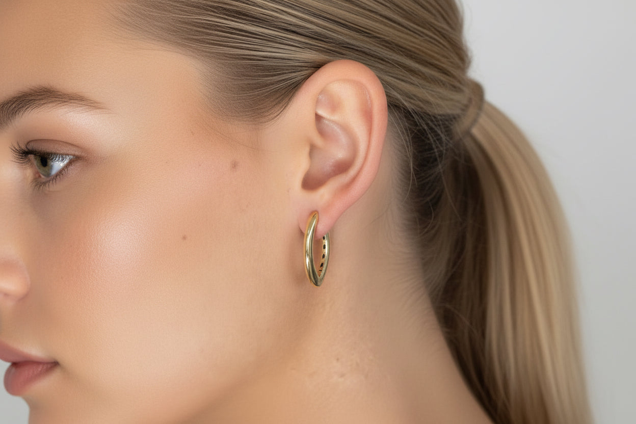 14K Yellow Gold Classic Polished Hoop Earrings - Antonio Guzzo Fine Jewelry