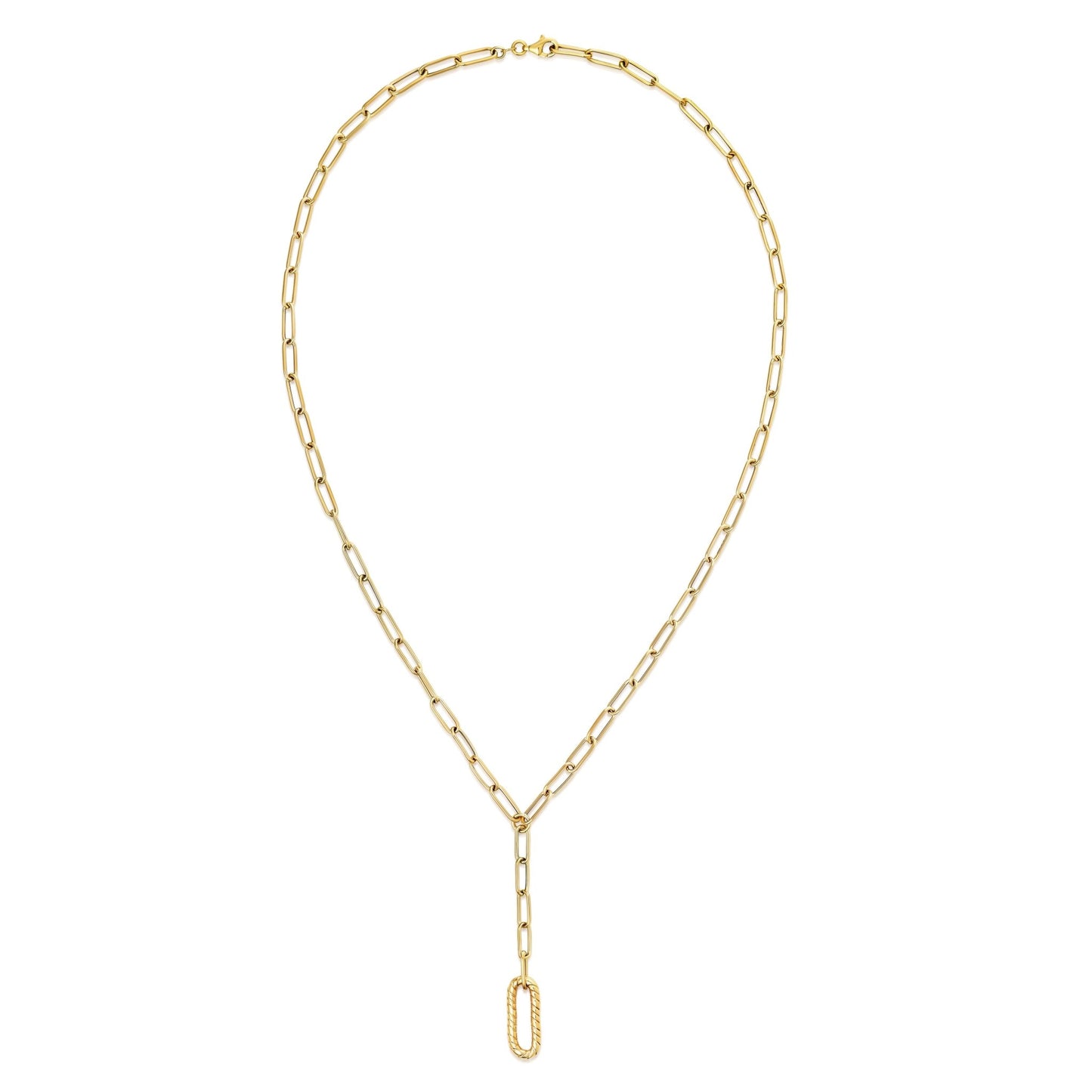 14K yellow Gold Paperclip Y-Drop Necklace - Antonio Guzzo Fine Jewelry