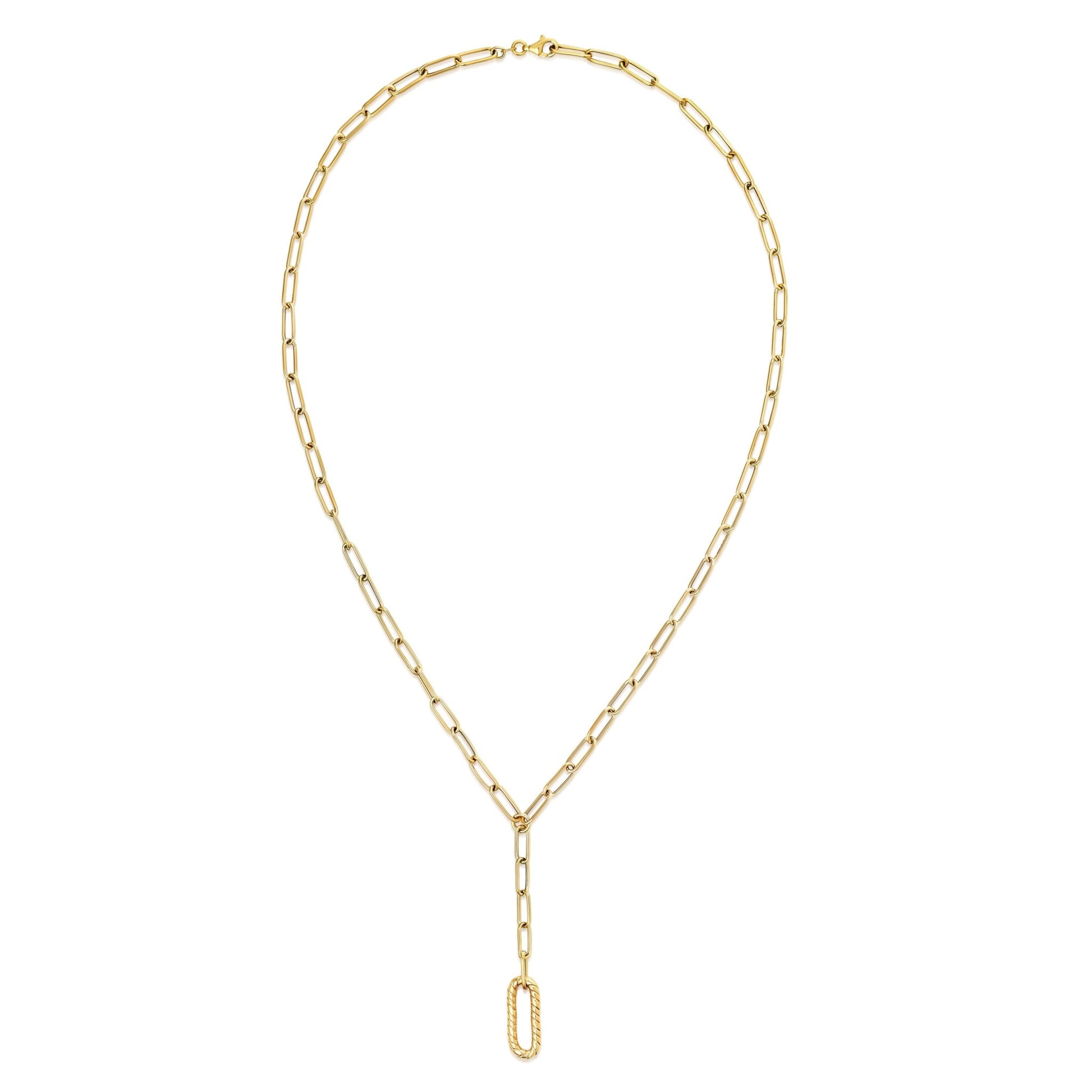 14K yellow Gold Paperclip Y-Drop Necklace - Antonio Guzzo Fine Jewelry