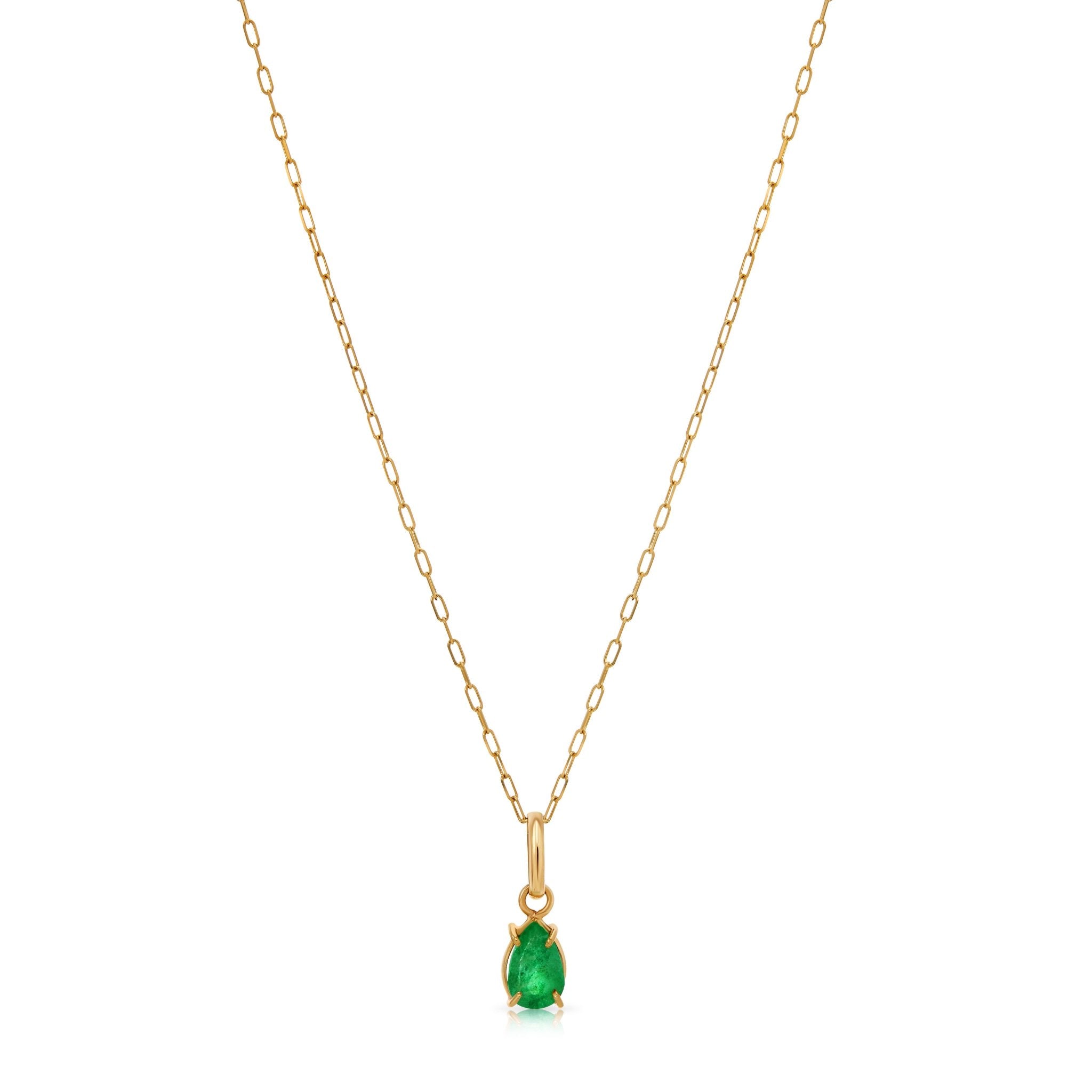 18K エメラルドネックレス Emerald 18K YG NECKLACE 18K Emerald Pendant Necklace - Antonio Guzzo Fine Jewelry