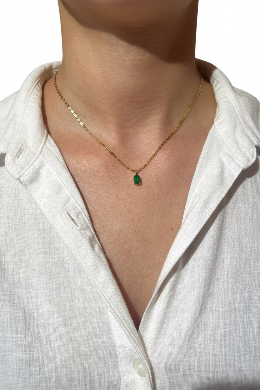 18K Emerald Pendant Necklace Cabachon Cut - Antonio Guzzo Fine Jewelry
