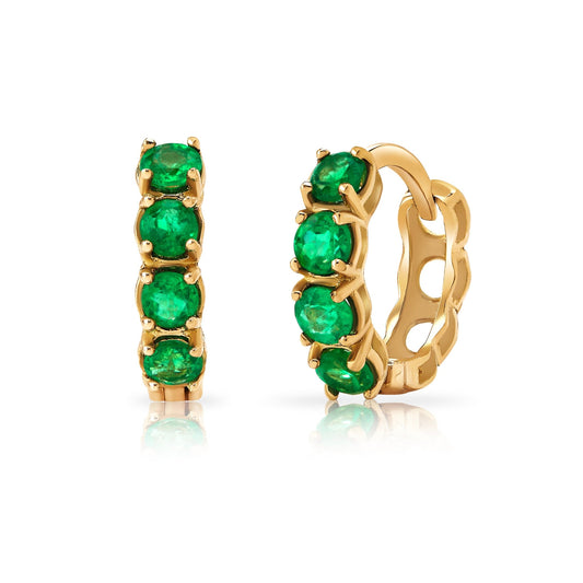 18K Gold hoop earring with natural Colombian emeralds - Antonio Guzzo Fine Jewelry