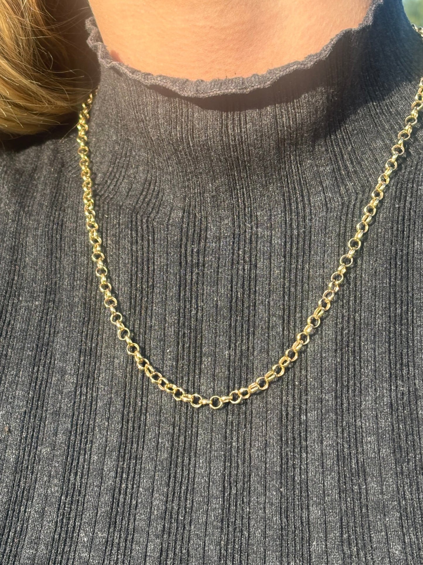 18K Solid Gold Link Necklace Antonio Guzzo Fine Jewelry Wear Alone Or Stackable. - Antonio Guzzo Fine Jewelry