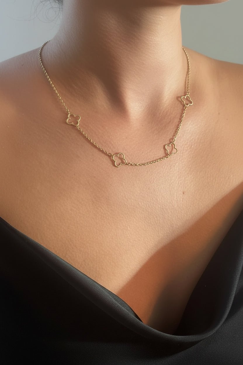 Clover Necklace 18K Solid Gold, Antonio Guzzo