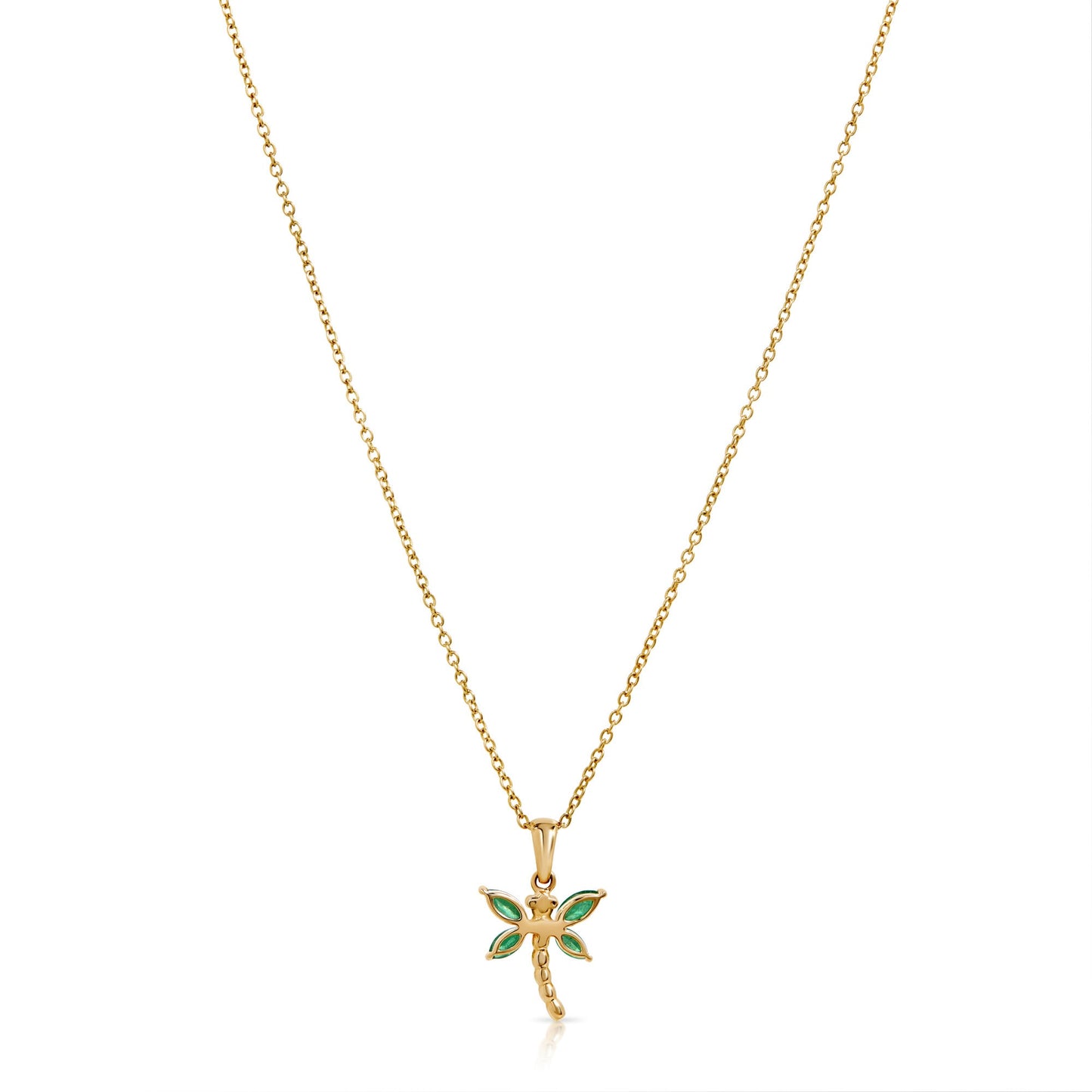 Dragonfly Emerald Pendant 14 Karat Necklace Antonio Guzzo Fine Jewelry - Antonio Guzzo Fine Jewelry