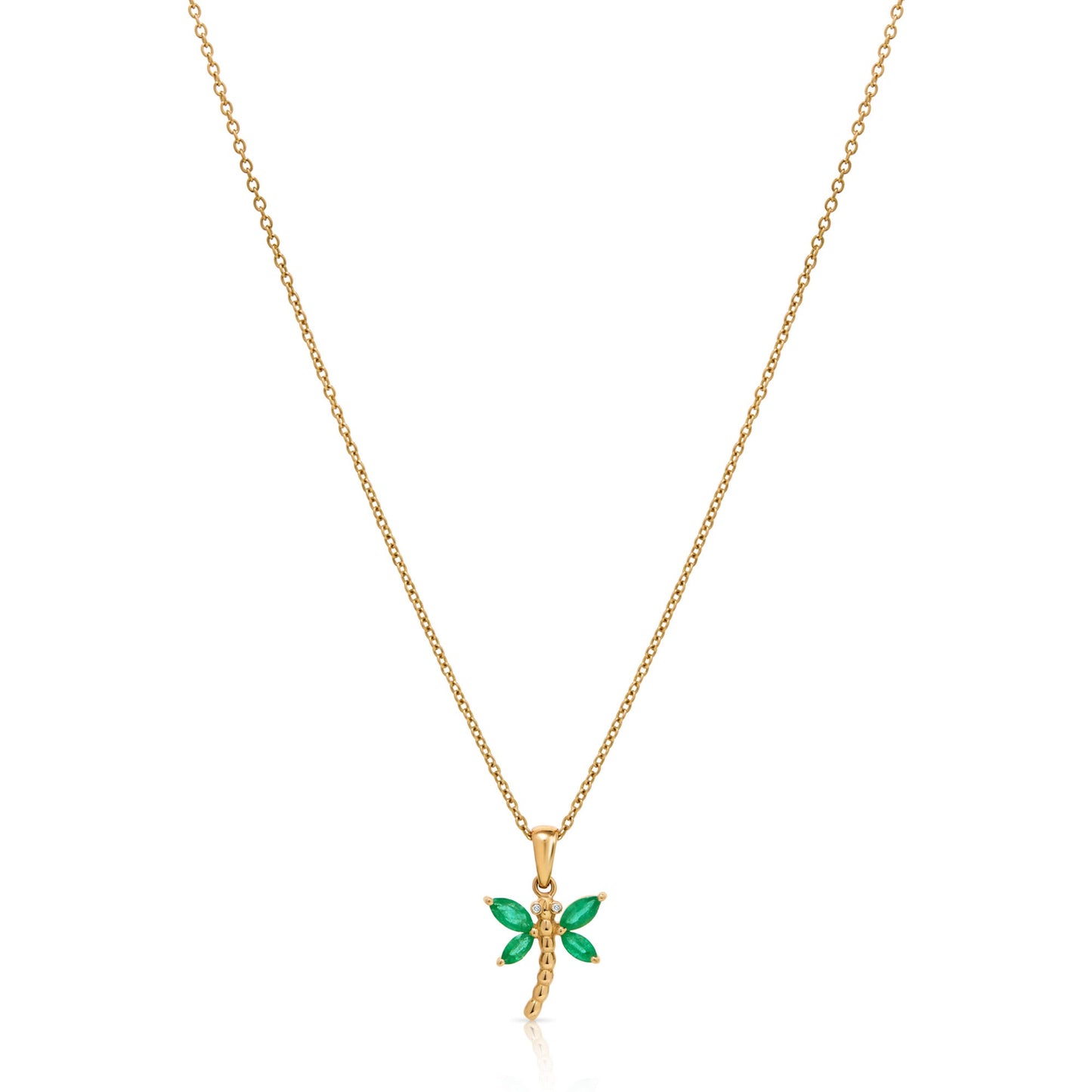 Dragonfly Emerald Pendant 14 Karat Necklace Antonio Guzzo Fine Jewelry - Antonio Guzzo Fine Jewelry