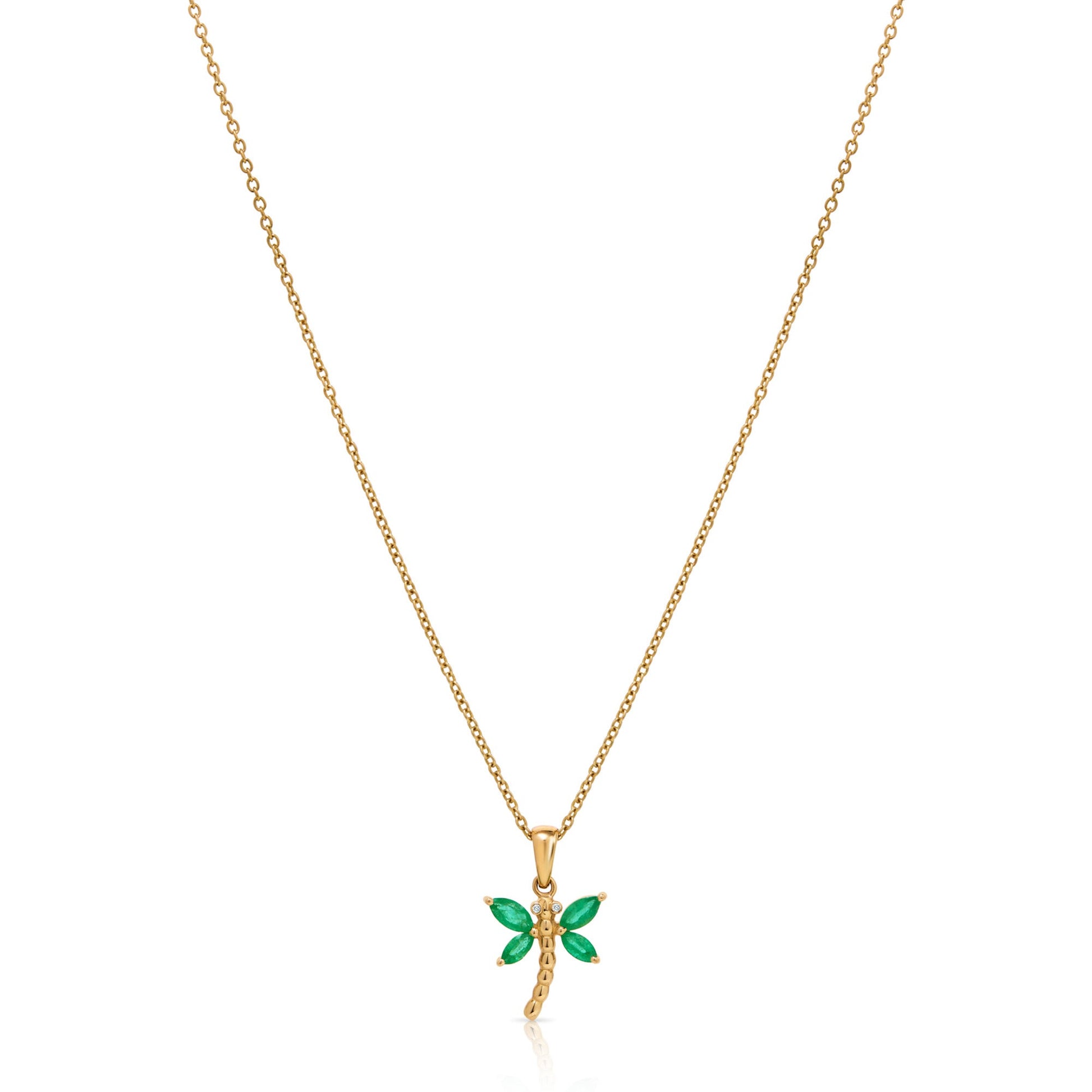 Dragonfly Emerald Pendant 14 Karat Necklace Antonio Guzzo Fine Jewelry - Antonio Guzzo Fine Jewelry