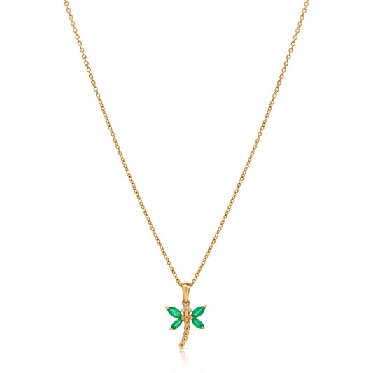 Dragonfly Emerald Pendant 14 Karat Necklace Antonio Guzzo Fine Jewelry - Antonio Guzzo Fine Jewelry